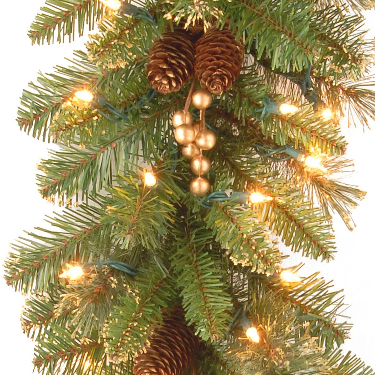 9' Pre-Lit Berries And Pine Cones Artificial Christmas Garland - Clear Lights - Image 2