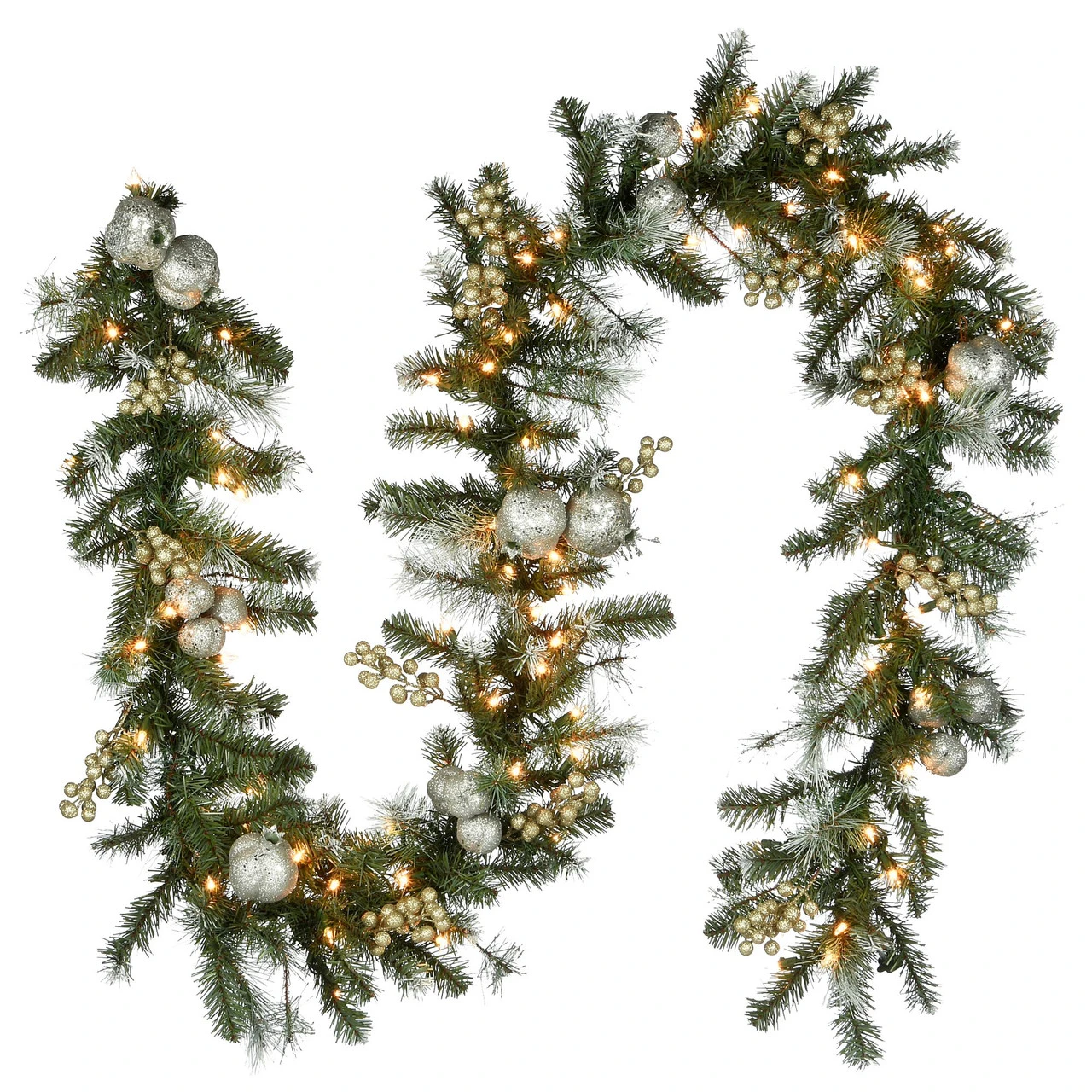 9' Pre-Lit Pomegranate Pine Artificial Christmas Garland - Clear Lights