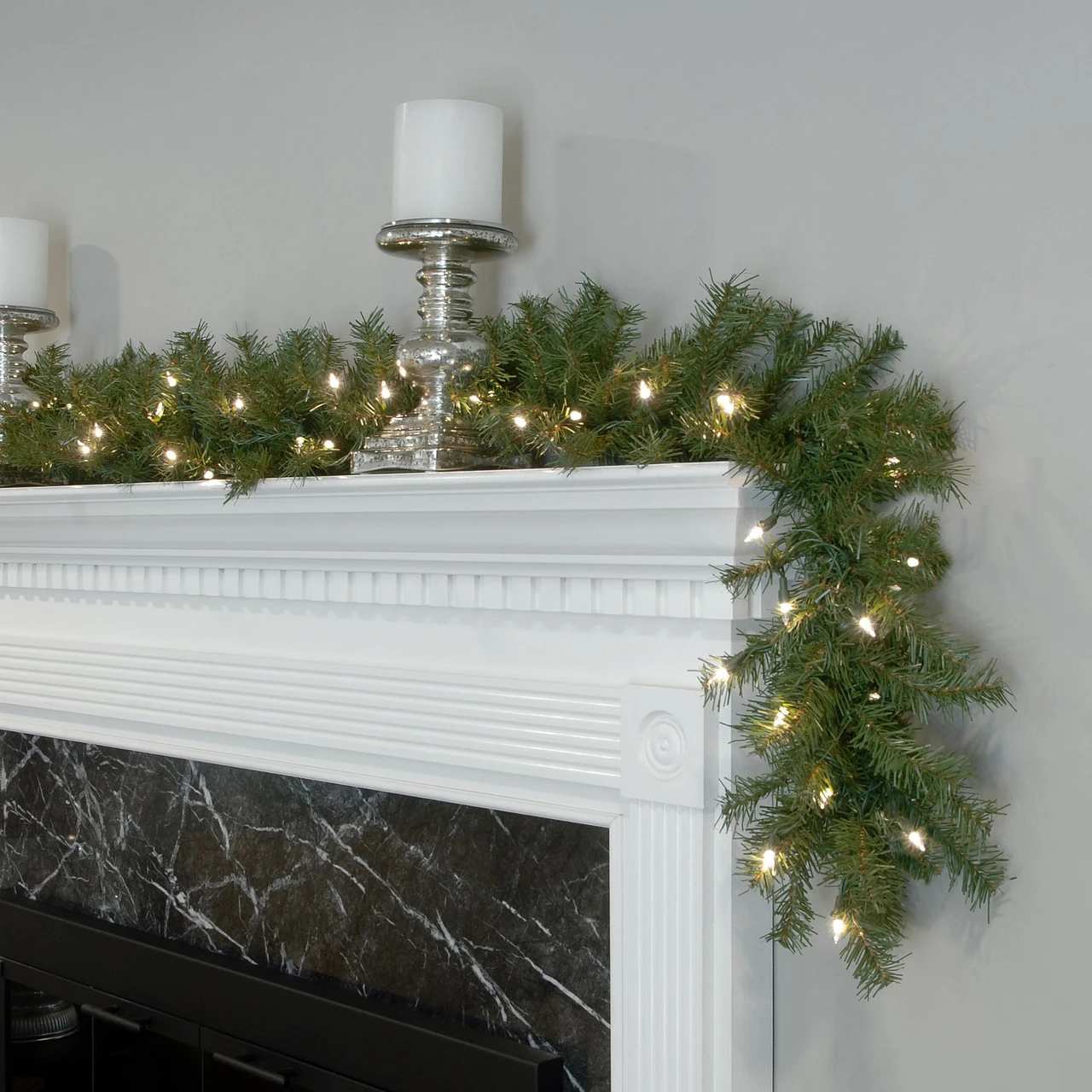 9' X 10" Pre-Lit Norwood Fir Artificial Christmas Garland – Soft White LED Lights - Image 3