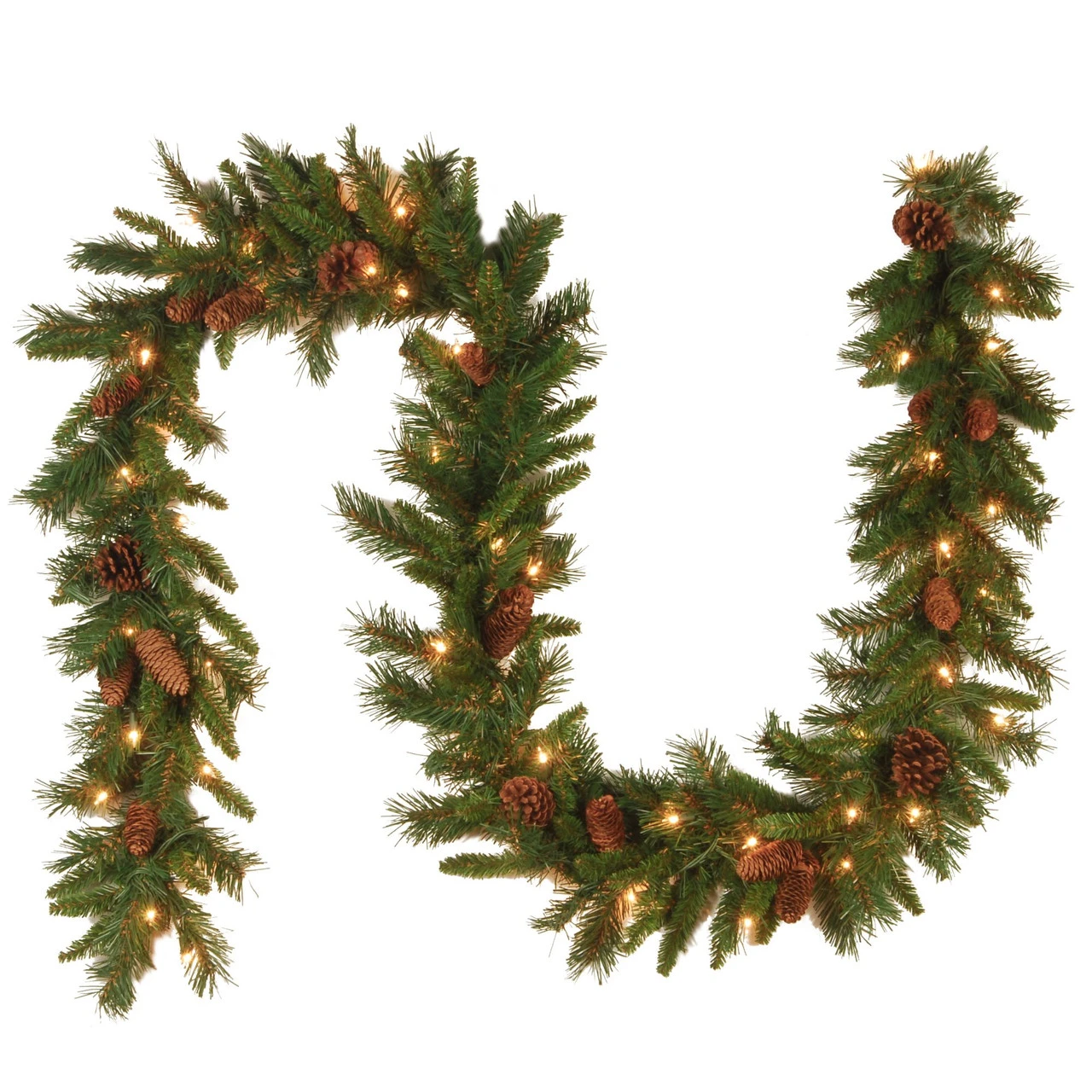 9' Pre-Lit Medium Pine Artificial Christmas Garland - Clear Lights - Image 3