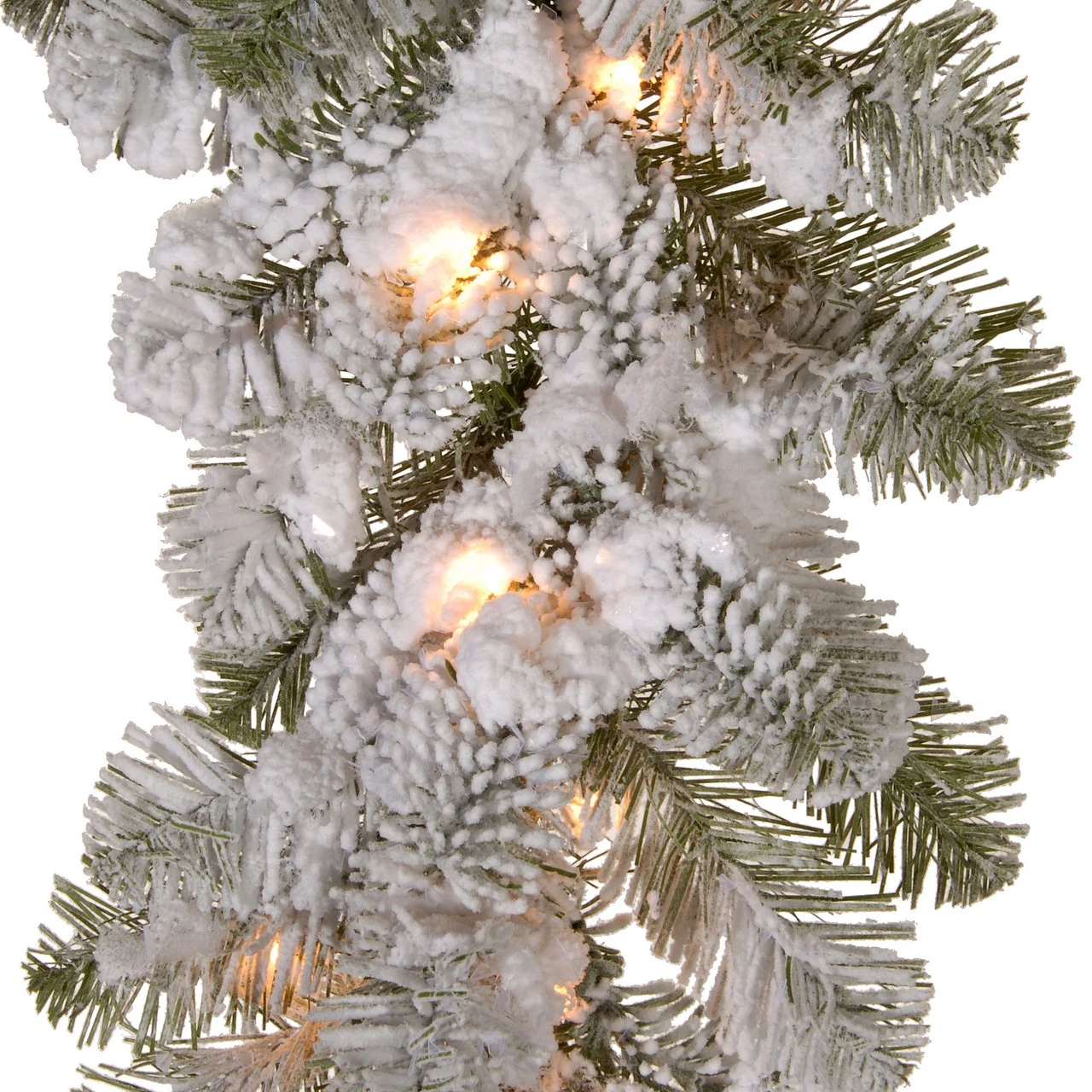 9' X 12" Pre-Lit Snowy Camden Artificial Christmas Garland - Clear Lights - Image 2