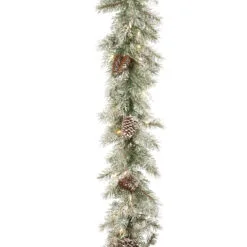 9' X 10" Pre-Lit Frosted Mountain Spruce Artificial Christmas Garland - Clear Lights