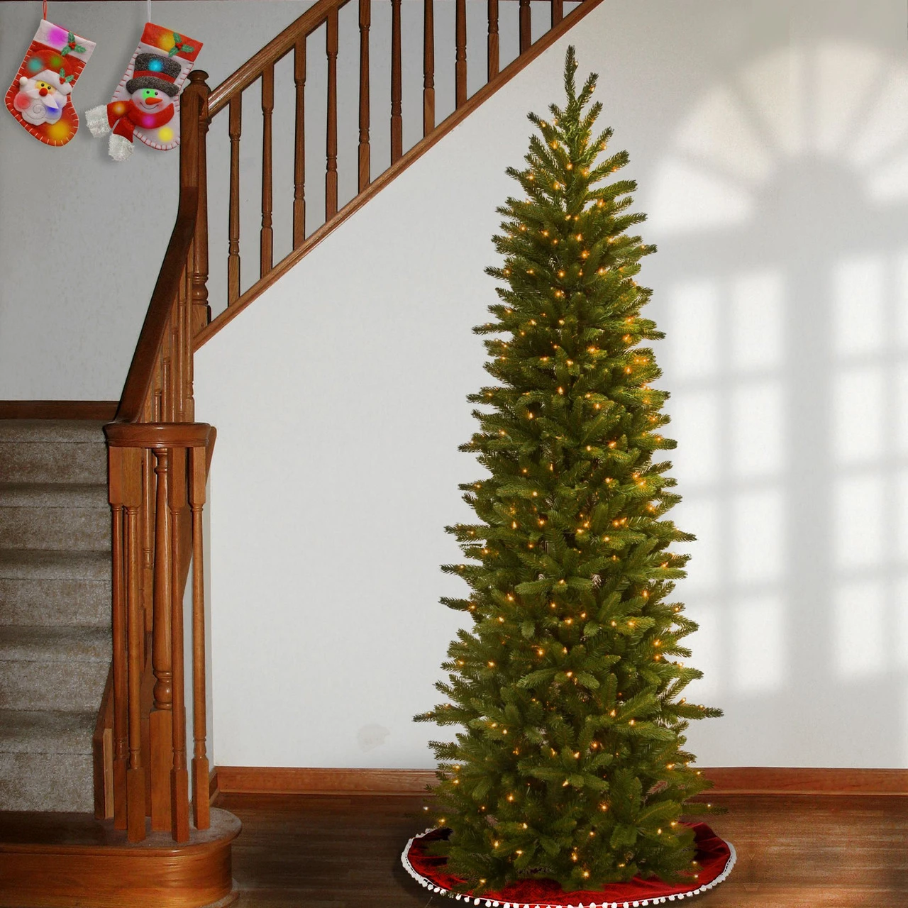6.5’ Pre-Lit Pencil Fir Artificial Christmas Tree - Clear Lights - Image 4
