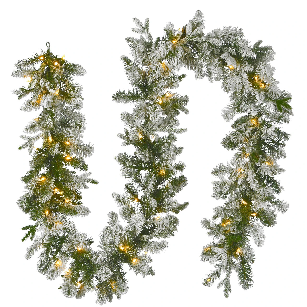 9' X 12" Pre-Lit Iceland Fir Battery Operated Artificial Christmas Garland, Warm White LED Lights