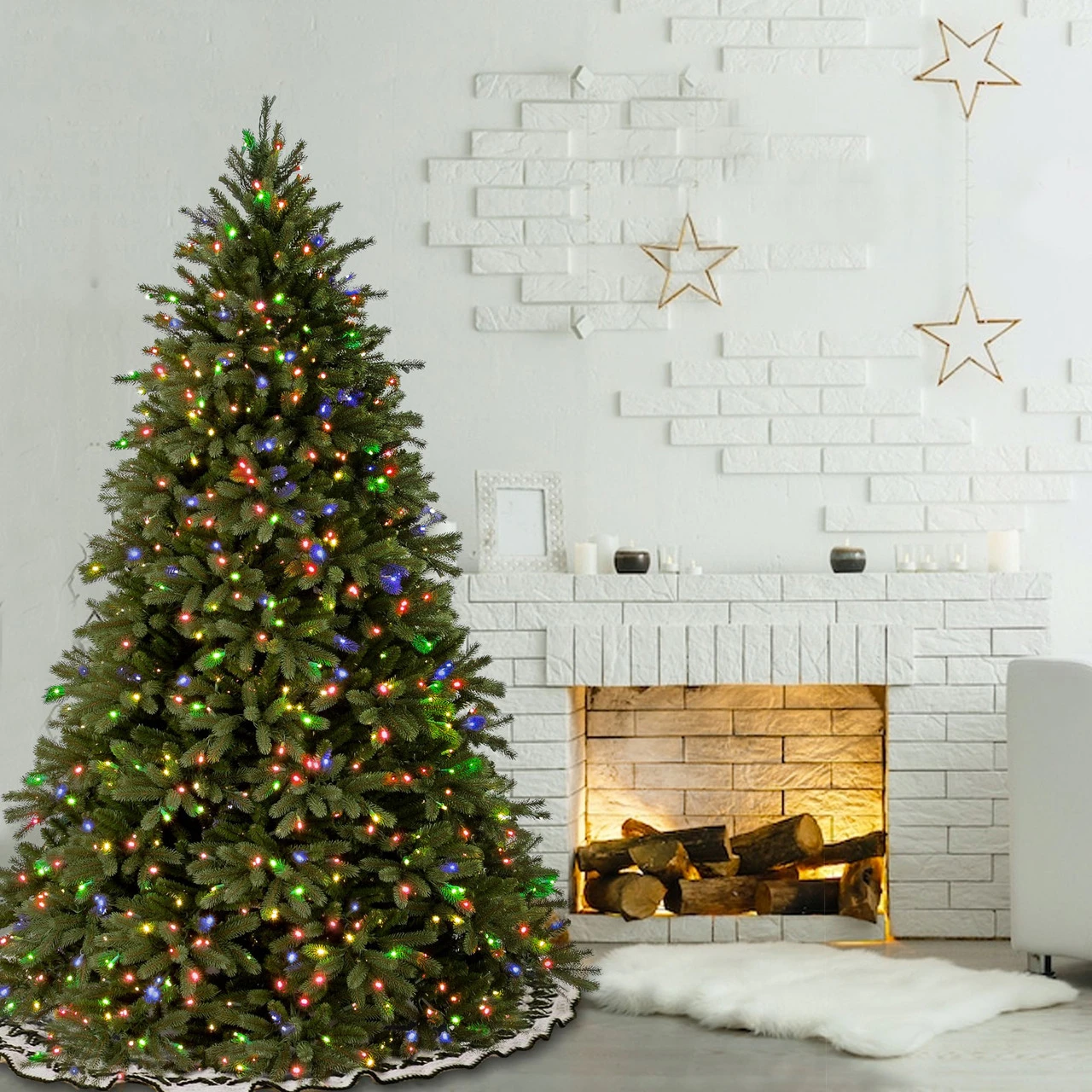 7.5’ Pre-Lit Jersey Fraser Fir Artificial Christmas Tree - Multi-Color Lights - Image 2