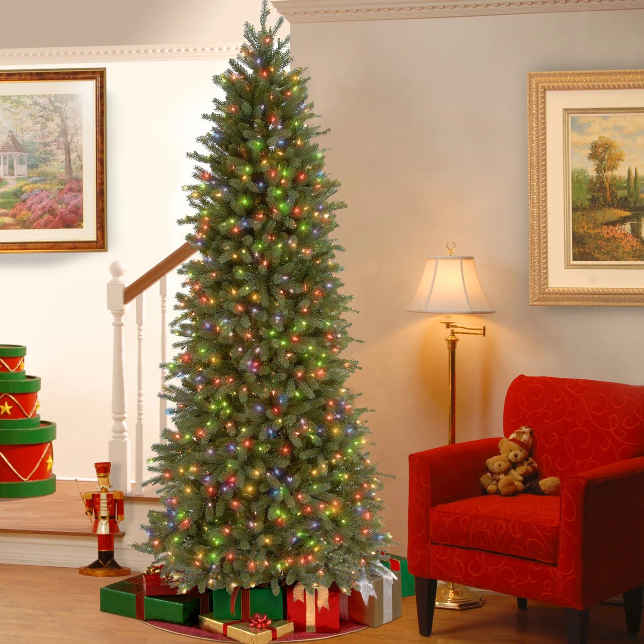 6.5’ Pre-Lit Slim Jersey Fraser Artificial Christmas Tree – Multi Color Lights - Image 2