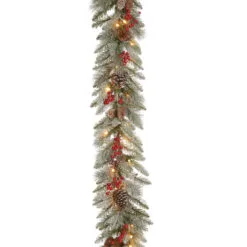 9' X 12" Pre-Lit Snowy Bristle Berry Artificial Christmas Garland - Clear Lights