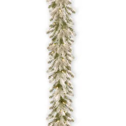9' X 12" Pre-Lit Snowy Sheffield Spruce Artificial Christmas Garland - Clear Lights