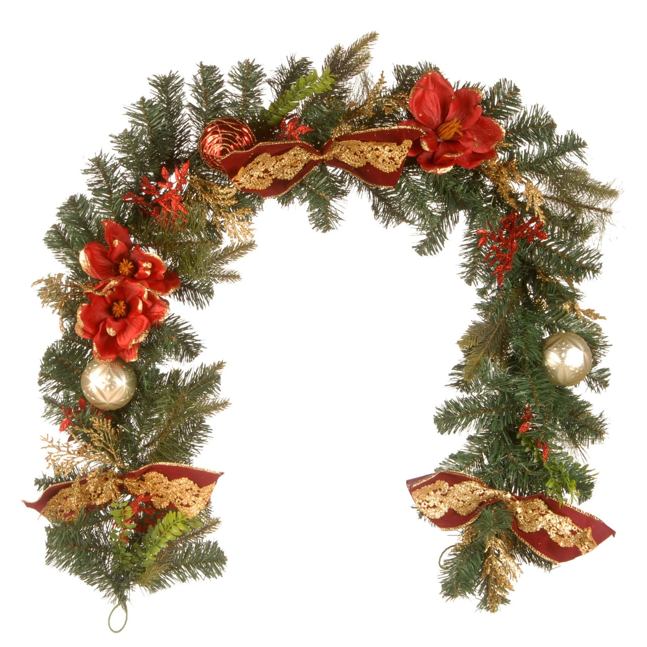 6' Green Pine And Ball Ornament Artificial Christmas Garland - Unlit