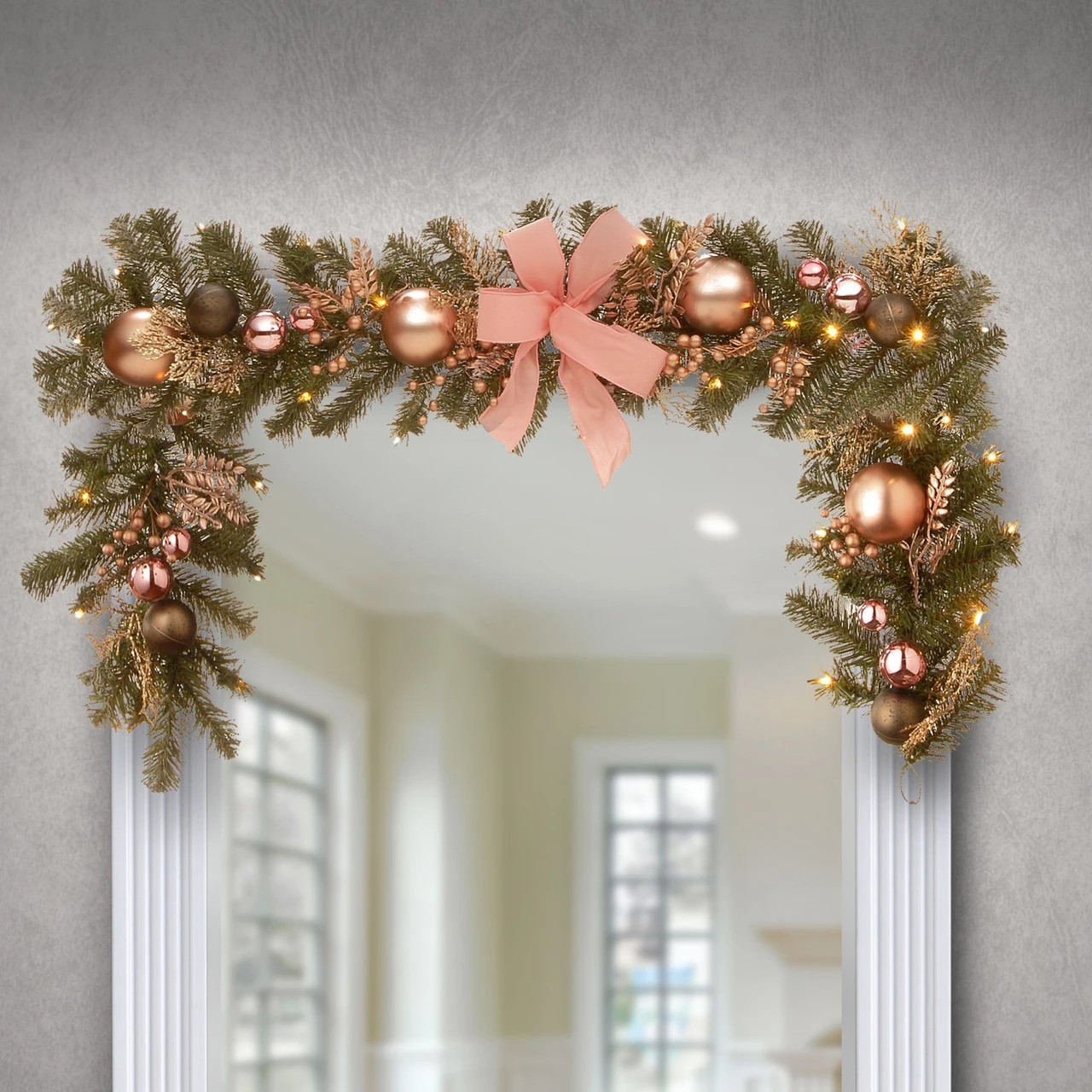 6' X 12" Pre-Lit LED Battery Operated Pine Artificial Christmas Garland - Warm White Lights - Image 2