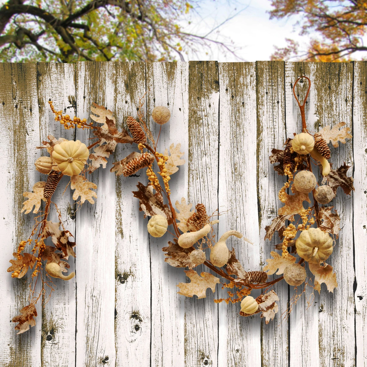 72" Pumpkin And Pinecone Artificial Garland - Image 5
