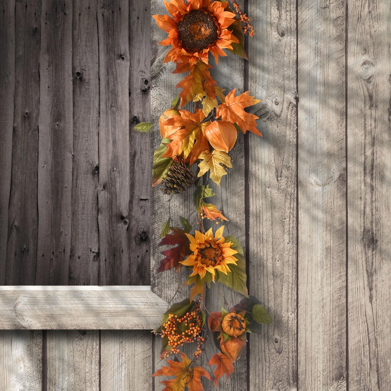 6' Fall Harvest Sunflower And Pine Cones Artificial Garland – Unlit - Image 5