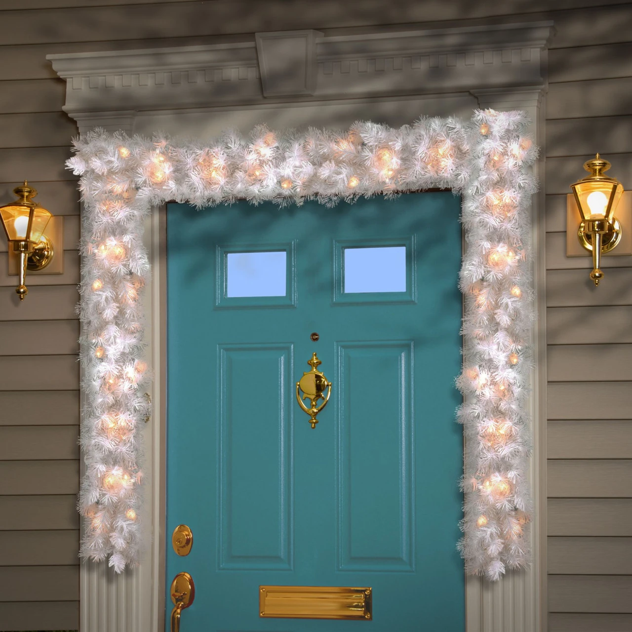 9' X 10" Pre-Lit Wispy Willow White Artificial Christmas Garland - Clear Lights - Image 2