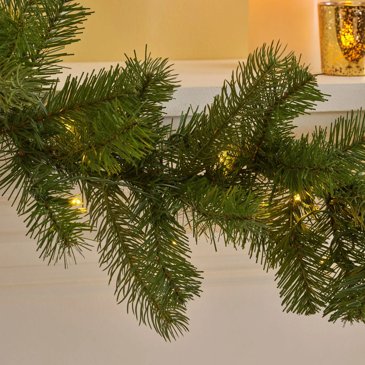 9' X 10" Pre-Lit Mixed Spruce Artificial Christmas Garland - Warm White LED Lights - Image 3
