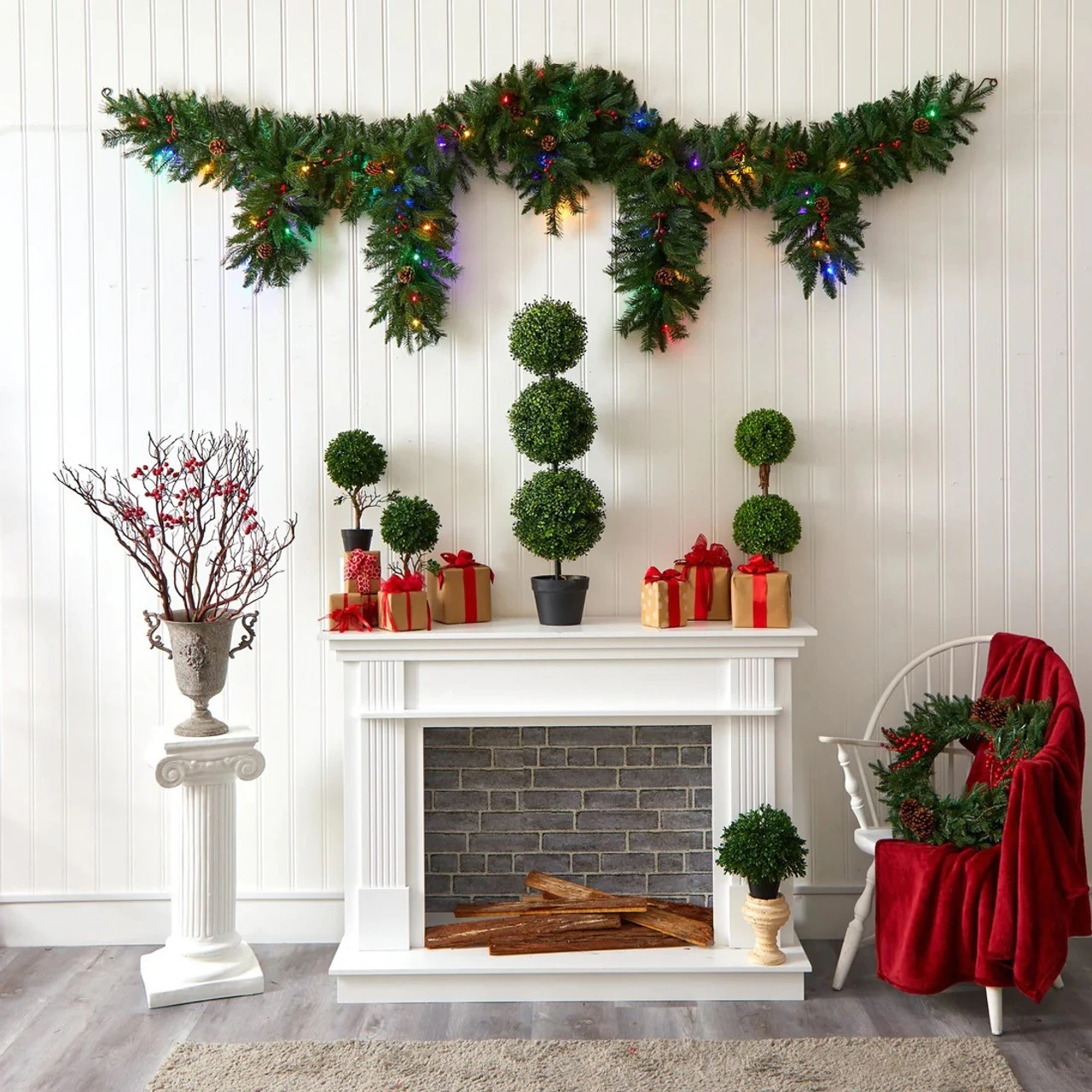 9' X 12” Pre-Lit Icicle Artificial Christmas Garland, Multicolored LED Lights - Image 2