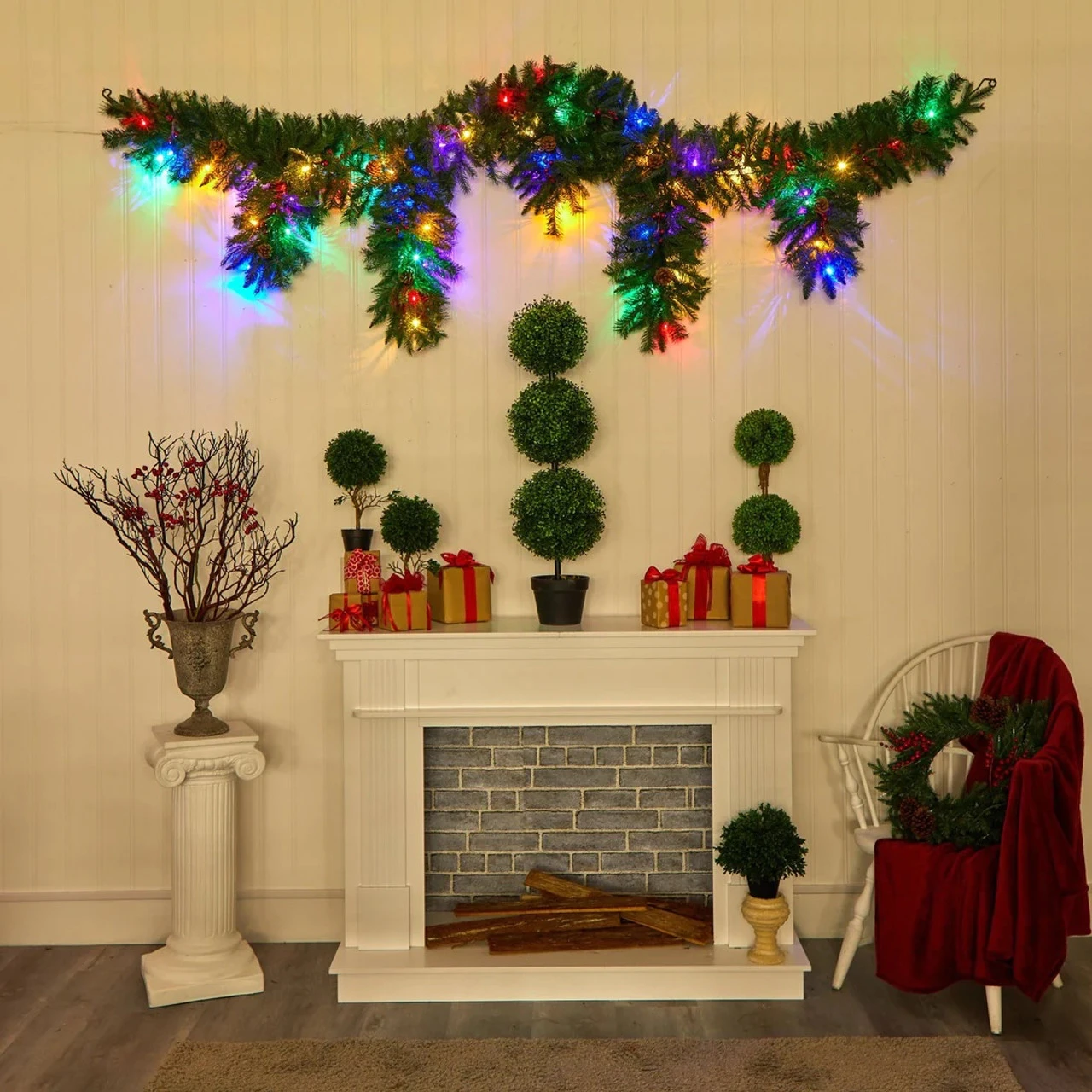 9' X 12” Pre-Lit Icicle Artificial Christmas Garland, Multicolored LED Lights - Image 3