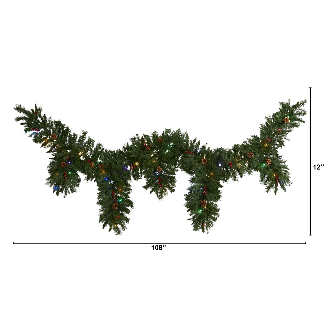 9' X 12” Pre-Lit Icicle Artificial Christmas Garland, Multicolored LED Lights - Image 6