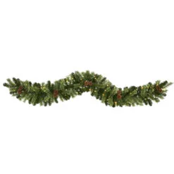 6' X 10” Pre-Lit Pinecone Artificial Christmas Garland, Clear LED Lights