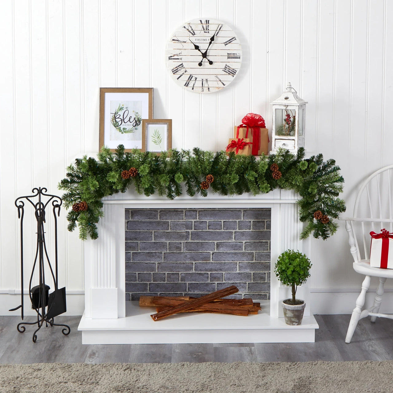 6' X 10” Pre-Lit Pinecone Artificial Christmas Garland, Clear LED Lights - Image 3