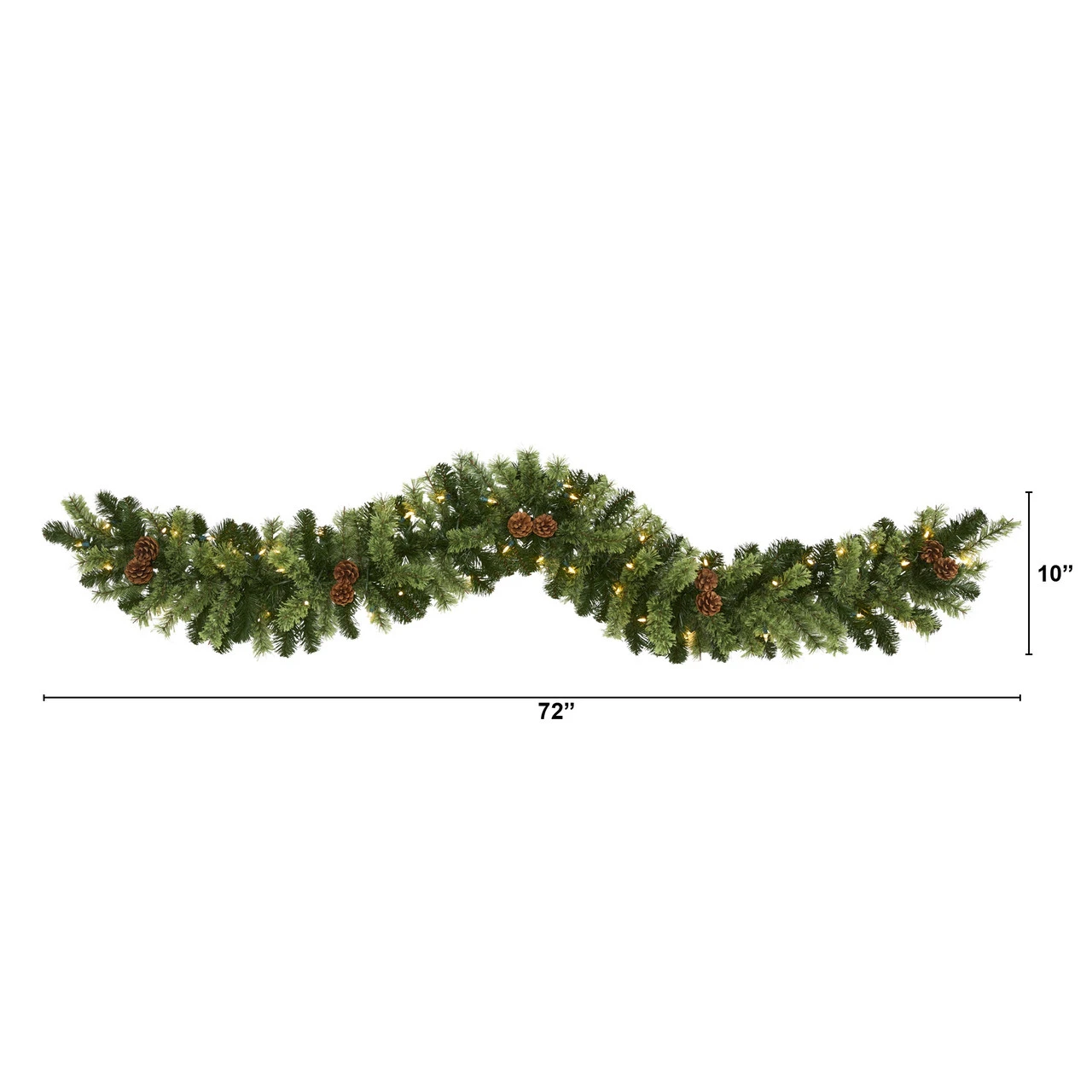 6' X 10” Pre-Lit Pinecone Artificial Christmas Garland, Clear LED Lights - Image 5