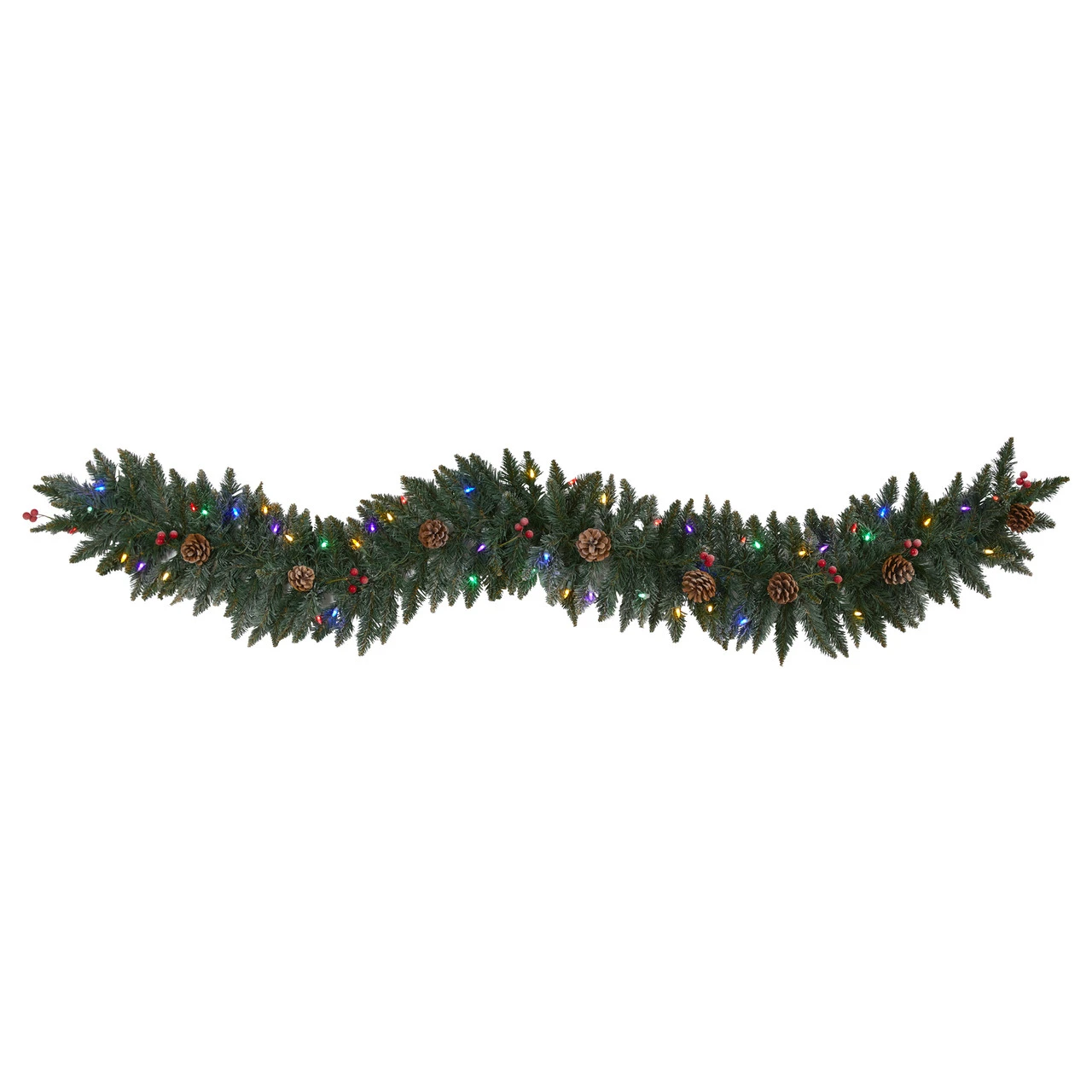 6' X 12" Pre-Lit Flocked Artificial Christmas Garland, Multicolor LED Lights