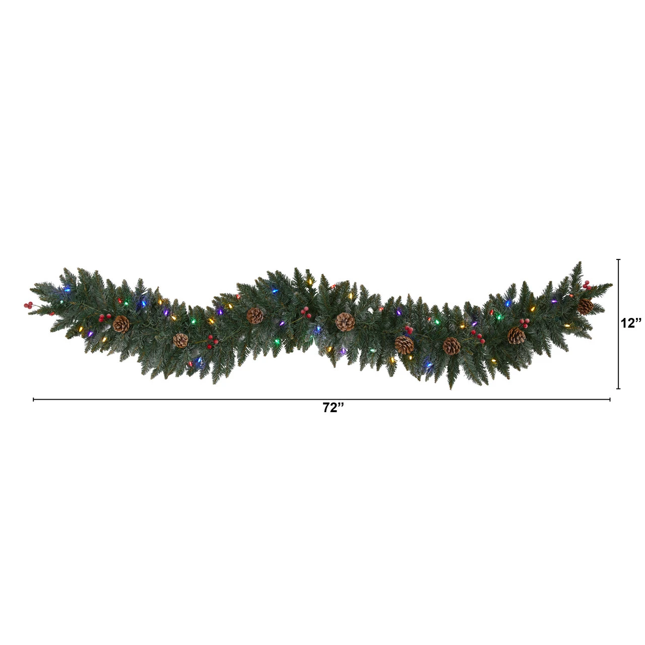 6' X 12" Pre-Lit Flocked Artificial Christmas Garland, Multicolor LED Lights - Image 4