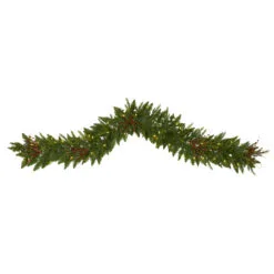 6' X 12” Pre-Lit Artificial Pine And Berries Christmas Garland, Clear LED Dura-Lit Lights