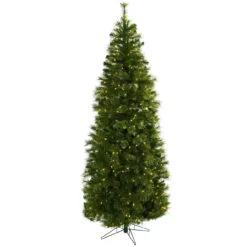 7.5' Pre-Lit Cashmere Slim Pine Artificial Christmas Tree, Clear Lights