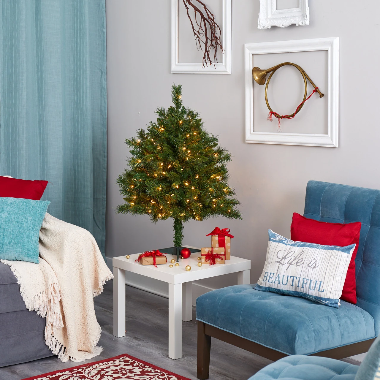 3’ Pre-lit Wyoming Pine Artificial Christmas Tree, Clear LED Lights - Image 3