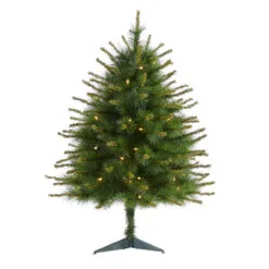 3’ Pre-Lit New England Pine Artificial Christmas Tree, Clear LED Lights