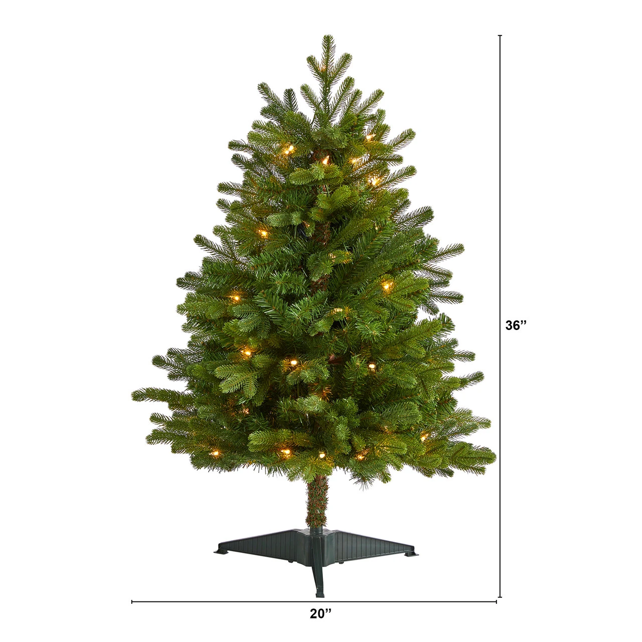 3’ Pre-Lit Washington Fir Artificial Christmas Tree, Clear LED Lights - Image 5