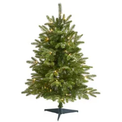 3’ Pre-Lit Snowed Grand Teton Fir Artificial Christmas Tree, Clear LED Lights