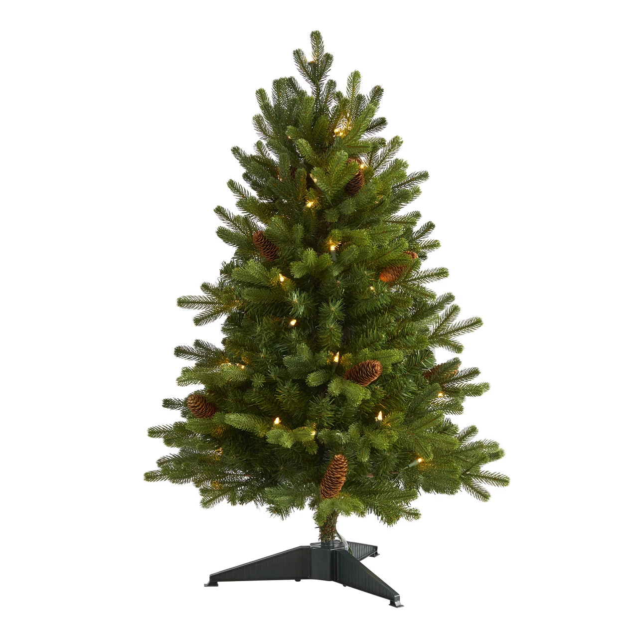 3’ Pre-Lit Yukon Pinecones Fir Artificial Christmas Tree, Clear LED Lights