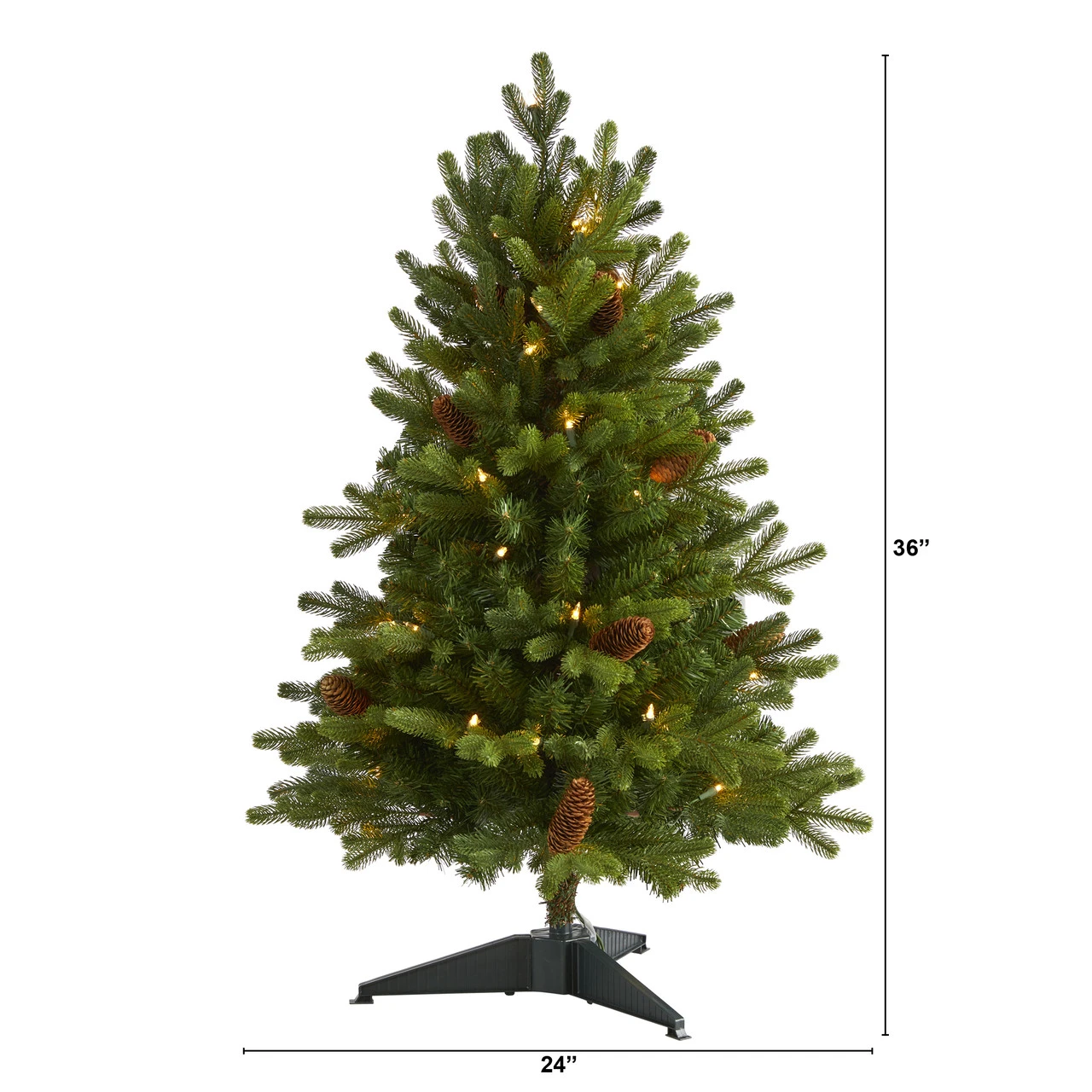 3’ Pre-Lit Yukon Pinecones Fir Artificial Christmas Tree, Clear LED Lights - Image 5
