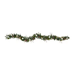 9’ X 10" Pre-Lit Ornament And Pinecone Artificial Christmas Garland, Clear LED Lights