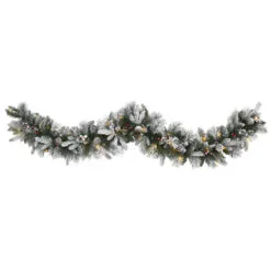 6’ X 8" Pre-Lit Pinecone And Berries Artificial Christmas Garland, Clear LED Lights