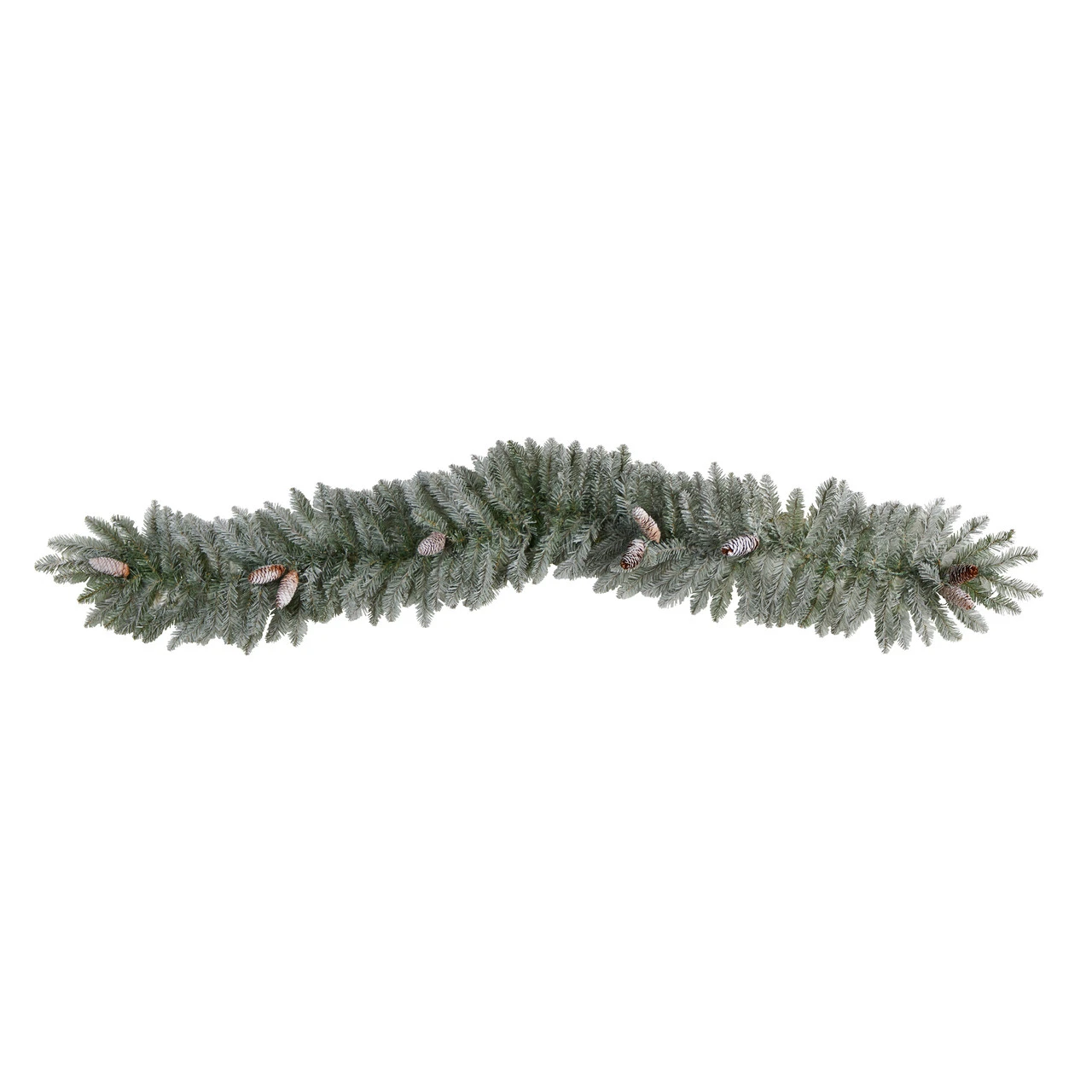 6' X 12" Pre-Lit Artificial Frosted Christmas Garland With Pinecones, Clear LED Light - Image 3