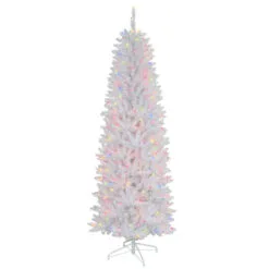 6.5' Pre-Lit Pencil Fraser Fir Artificial Christmas Tree, Multi-Color Lights
