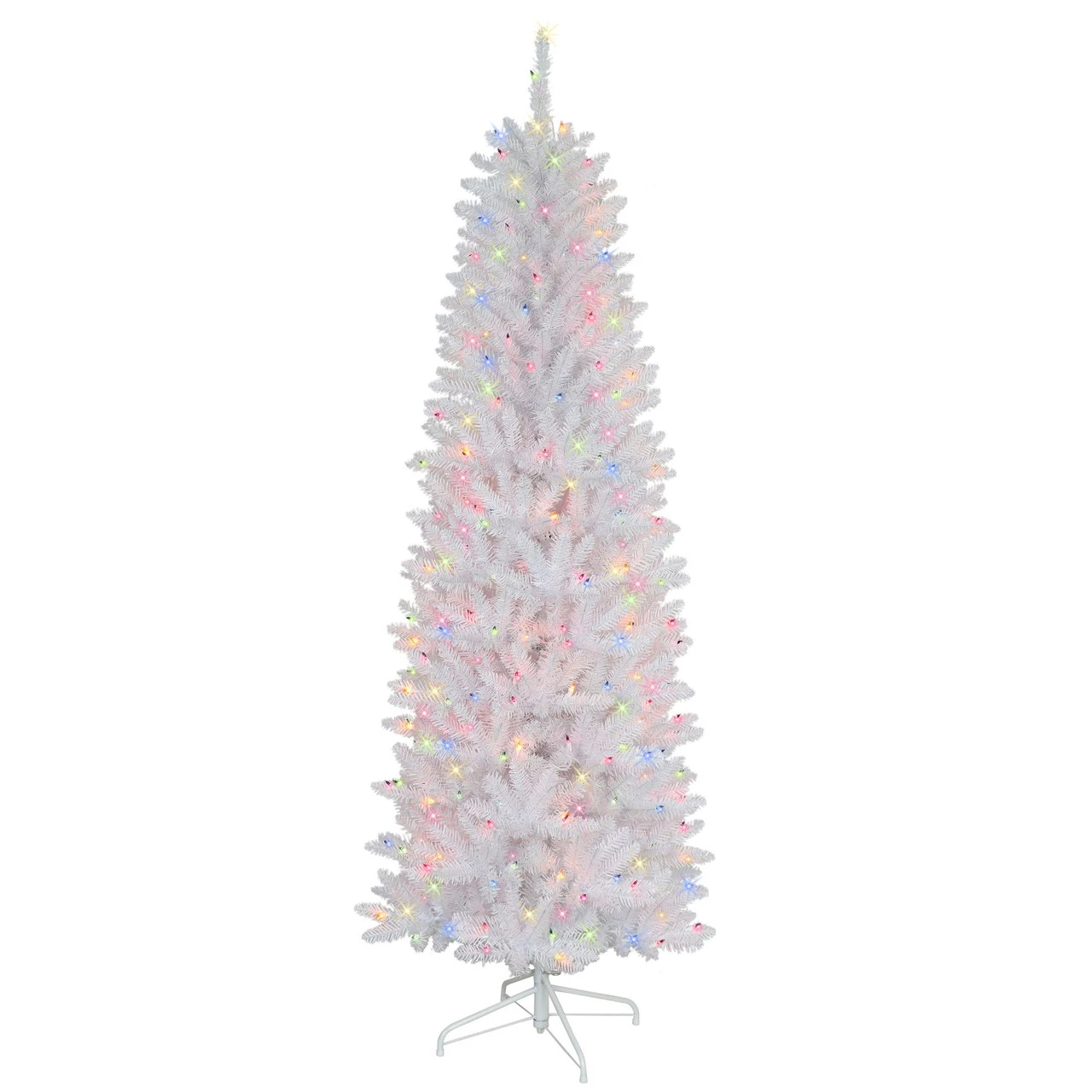 6.5' Pre-Lit Pencil Fraser Fir Artificial Christmas Tree, Multi-Color Lights