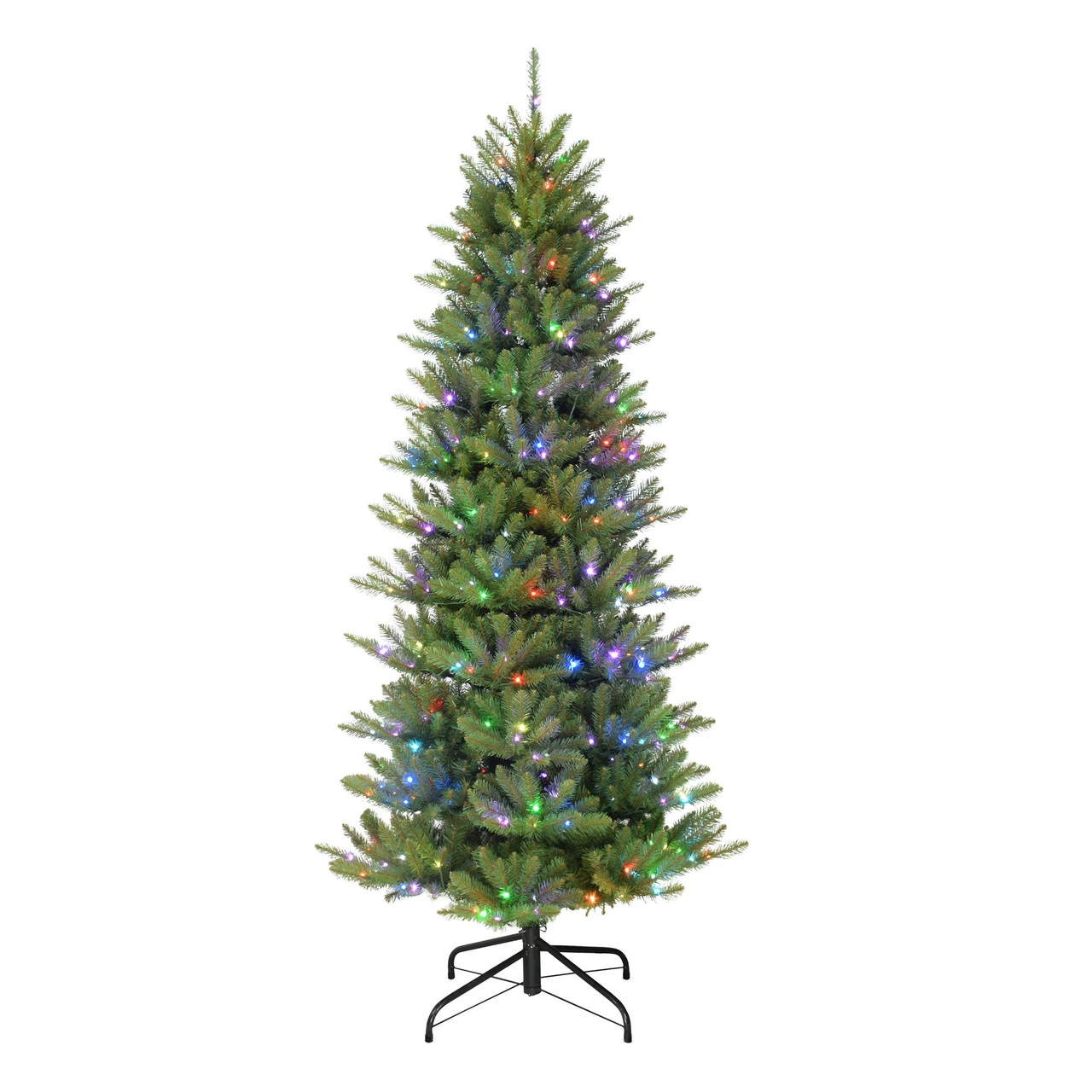 7.5' Pre-Lit Slim Fraser Fir Artificial Christmas Tree, Multi-Color Lights