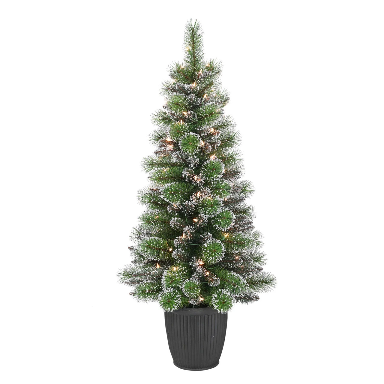 4' Pre-Lit Potted Glitter Artificial Christmas Tree, Clear Lights