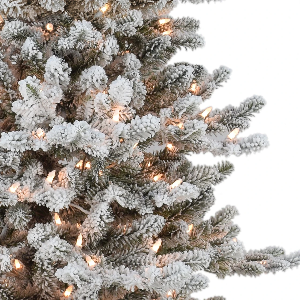 4.5' Pre-lit Flocked Downswept Douglas Fir Full Artificial Christmas Tree, Clear Lights - Image 3