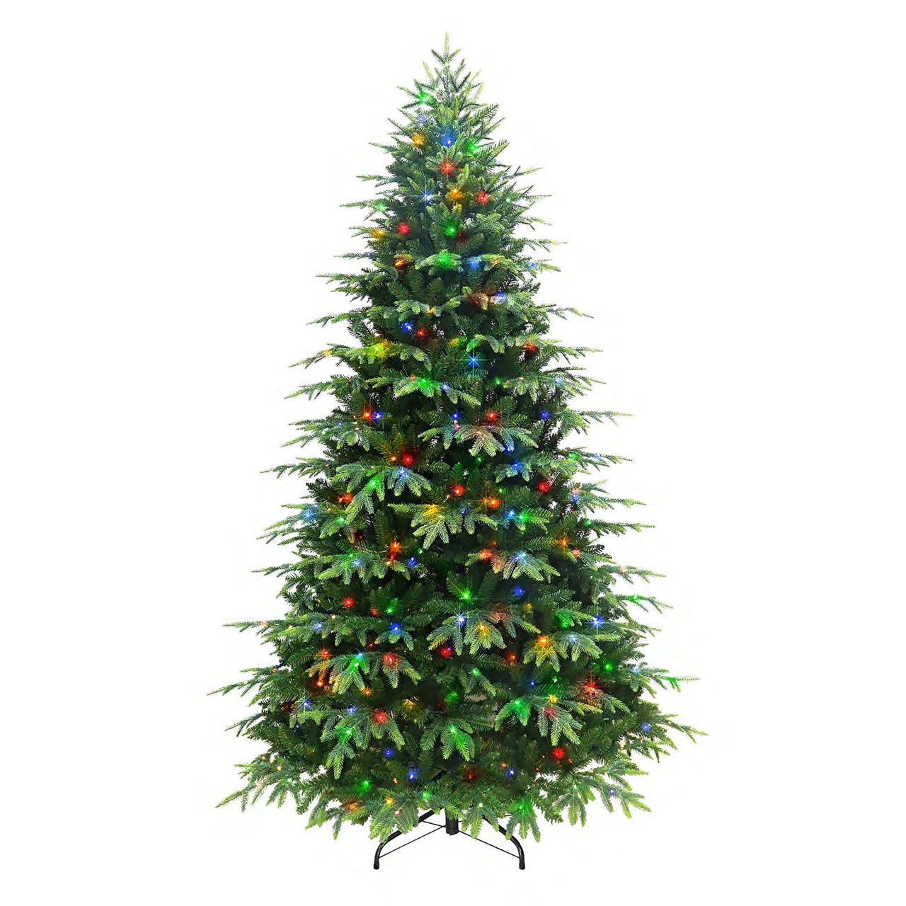 7.5’ Pre-Lit Medium Rutland Spruce Artificial Christmas Tree, Multicolor LED Lights