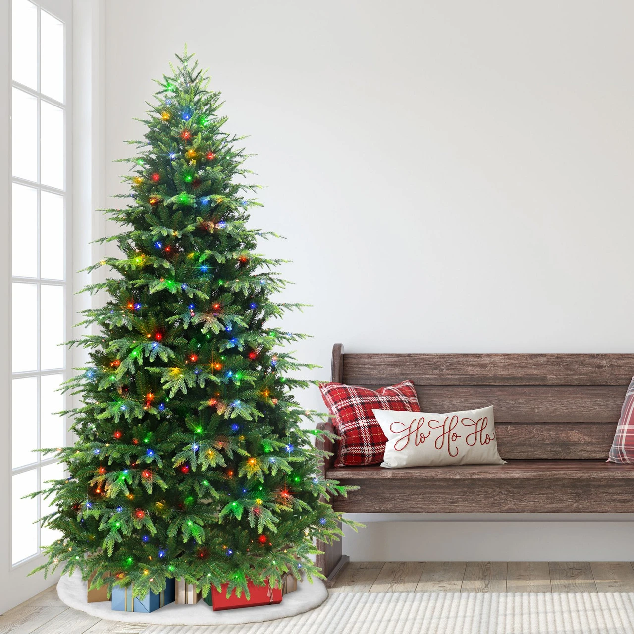 7.5’ Pre-Lit Medium Rutland Spruce Artificial Christmas Tree, Multicolor LED Lights - Image 2