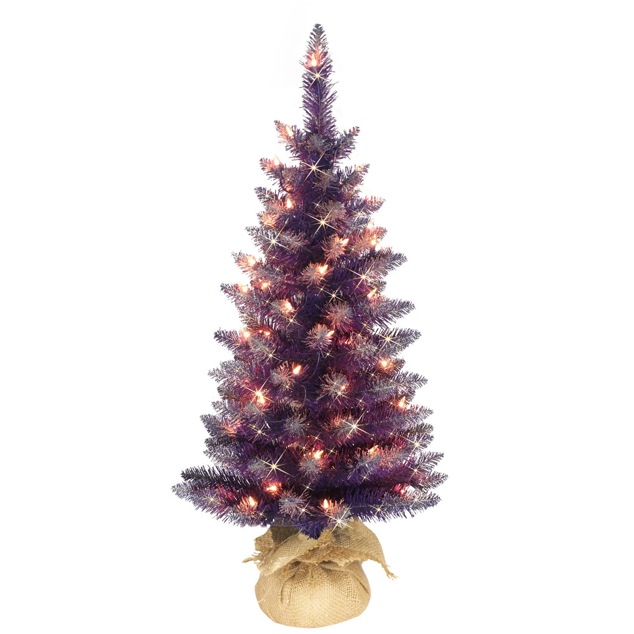 3' Pre-Lit Purple Artificial Christmas Tree With Clear Lights