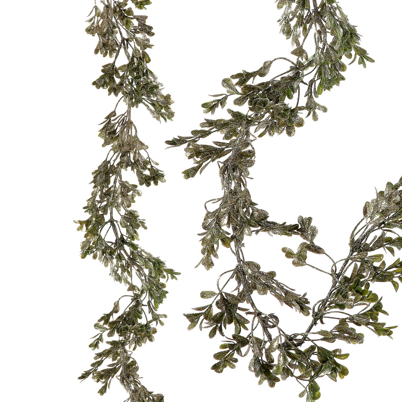 Set Of 2 Gold Champagne Boxwood Artificial Outdoor Garland 6' - Unlit