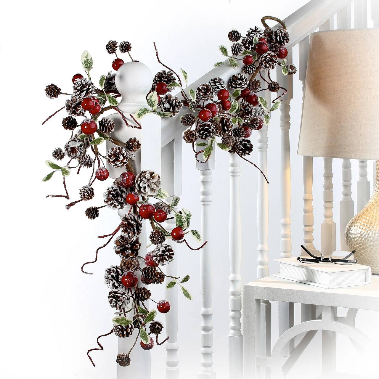 4' X 8" Frost Waterproof Berry Mini Cranberry Artificial Christmas Garland, Unlit - Image 2