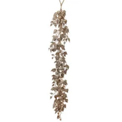 4' X 8" Gold Glittered Aspen Leaf And Ball Artificial Christmas Garland, Unlit