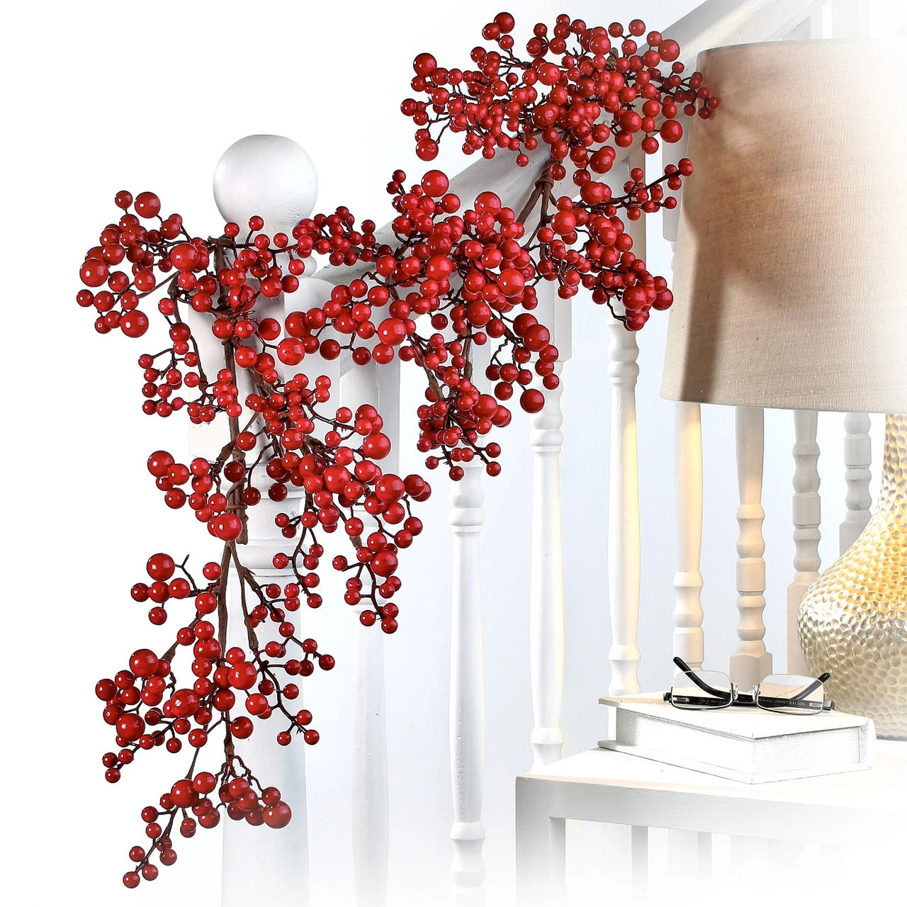 4' X 5" Red Waterproof Mixed Berry Outdoor Artificial Christmas Garland, Unlit - Image 2