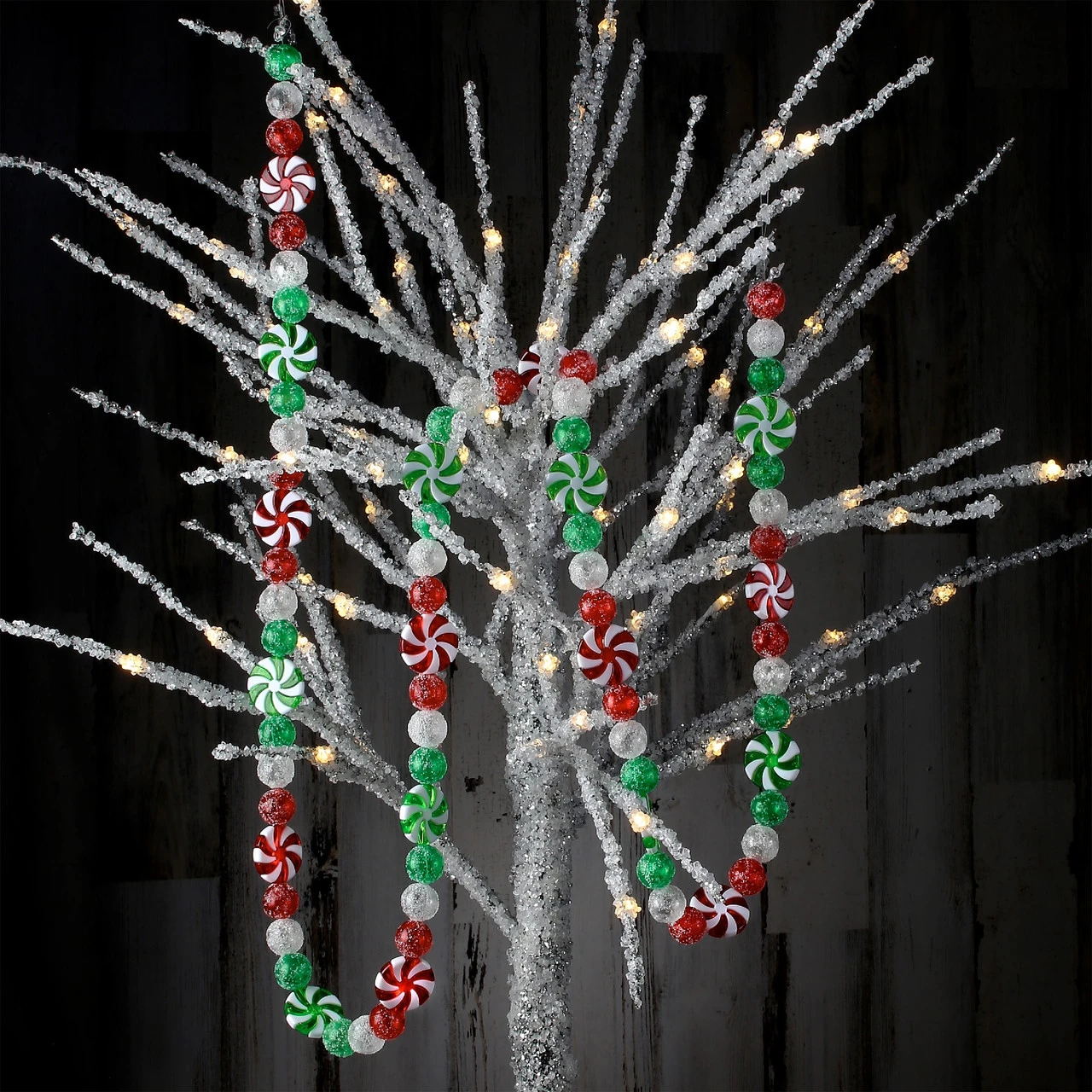 6' X .5" Red And Green Peppermint And Ball Artificial Christmas Garland, Unlit - Image 2